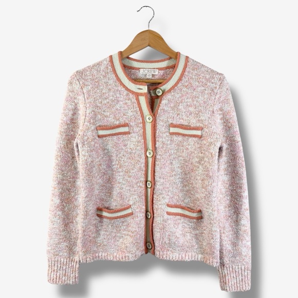 J. Crew Sweaters - J. Crew Marled Sweater Lady Jacket Size S Pink Cream Orange Knit Preppy Spring